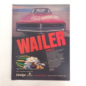 Vintage Dodge Charger RT Print Ad Performance Garage Wall Art Car Show Display